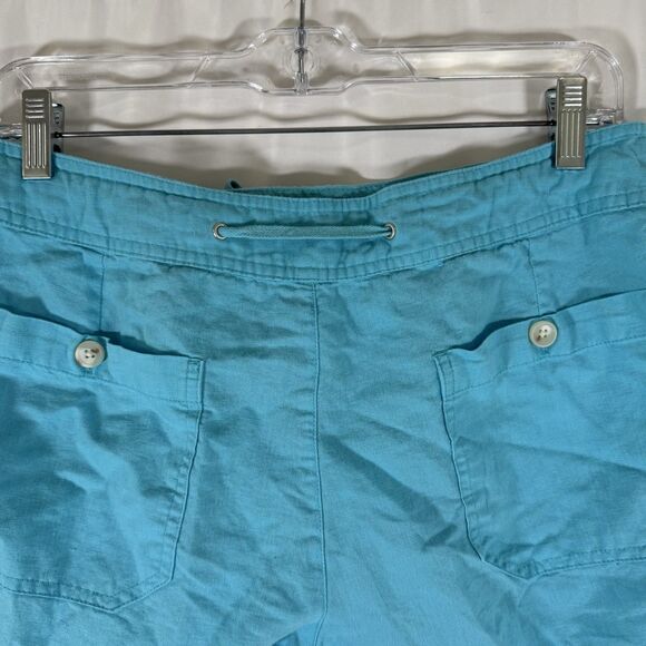 Banana Republic Linen Blend Shorts Women's 4 Blue Button Zip Drawstring Pockets - Picture 9 of 9